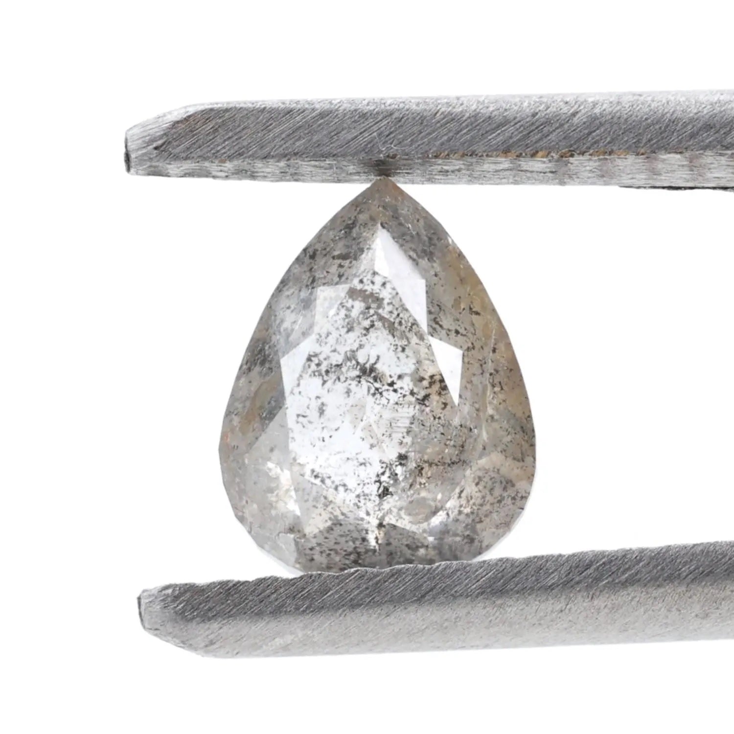 0.85 Ct Salt and Pepper Diamond, Natural Gray Color Pear Cut Loose Diamonds for Engagement Ring