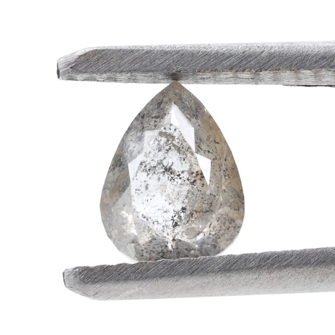 0.85 Ct Salt and Pepper Diamond, Natural Gray Color Pear Cut Loose Diamonds for Engagement Ring
