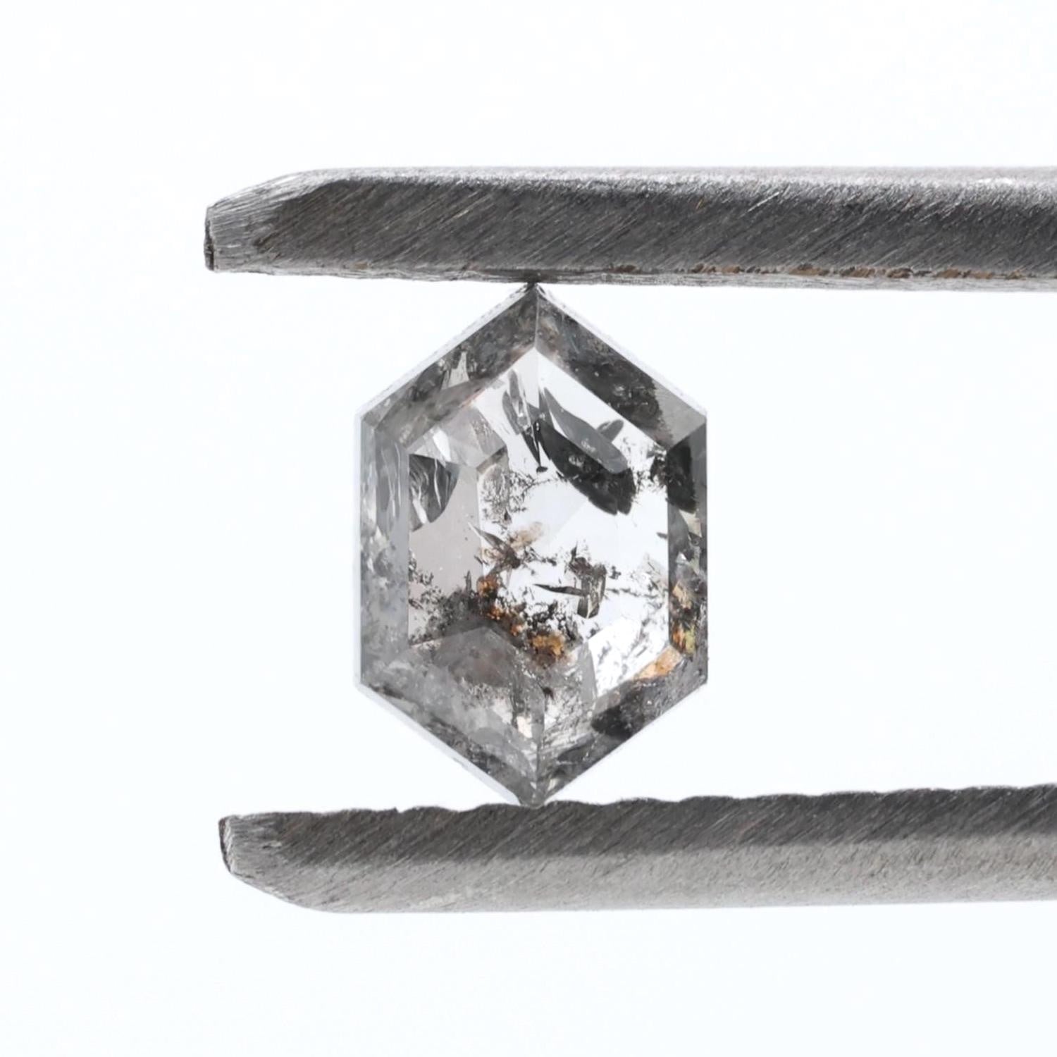 0.49 Ct Salt and Pepper Diamond, Natural Gray Hexagon Cut Loose Diamonds for Minimalist Engagement Ring