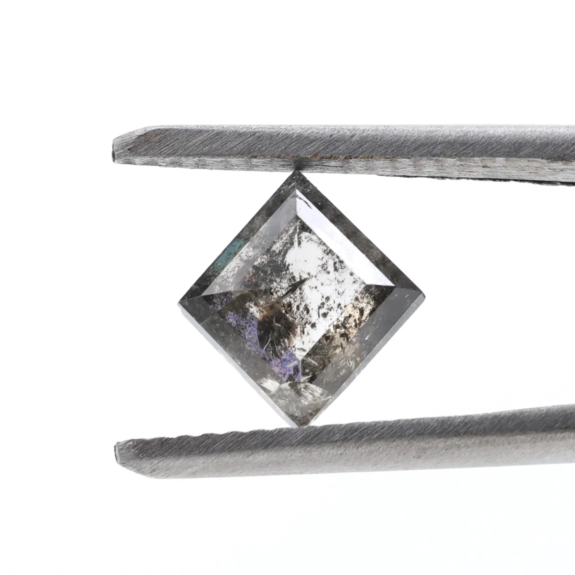 1.27 Carat Salt and Pepper Diamond, Natural Gray Square Loose Diamonds for Minimalist Engagement Ring
