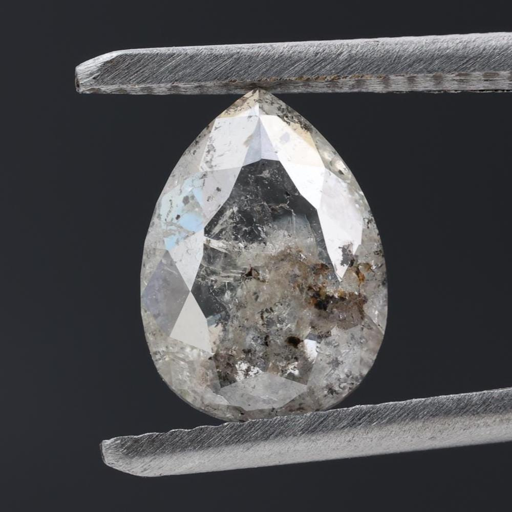 1.74 Ct Salt and Pepper Diamond, Natural Gray Color Pear Cut Loose Diamonds for Jewelry