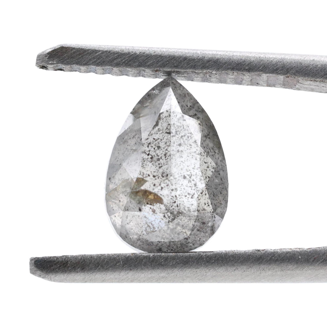 1.57 Ct Salt and Pepper Diamond, Natural Gray Color Pear Cut Loose Diamonds for Engagement Ring