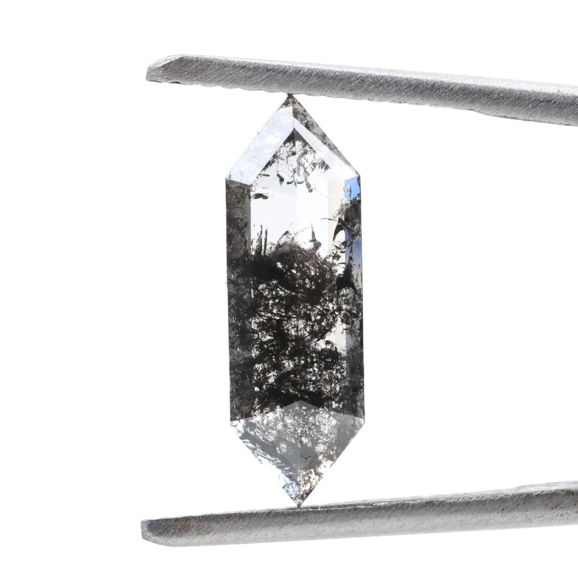 1.65 Ct Salt and Pepper Diamond, Natural Gray Hexagon Cut Loose Diamonds for Minimalist Engagement Ring