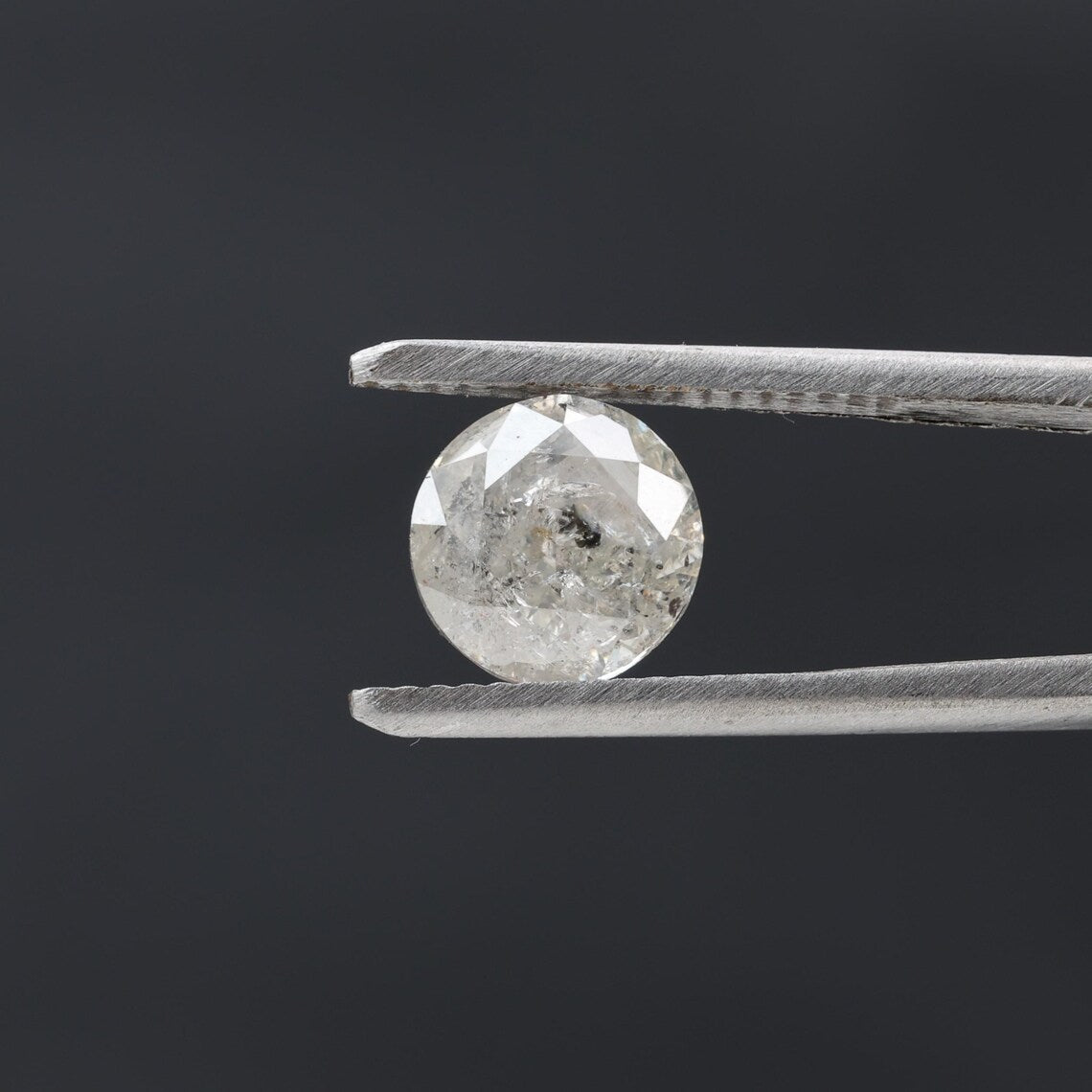 2.25 Carat Salt and Pepper Diamond, Natural Gray Round Loose Diamonds for Minimalist Engagement Ring