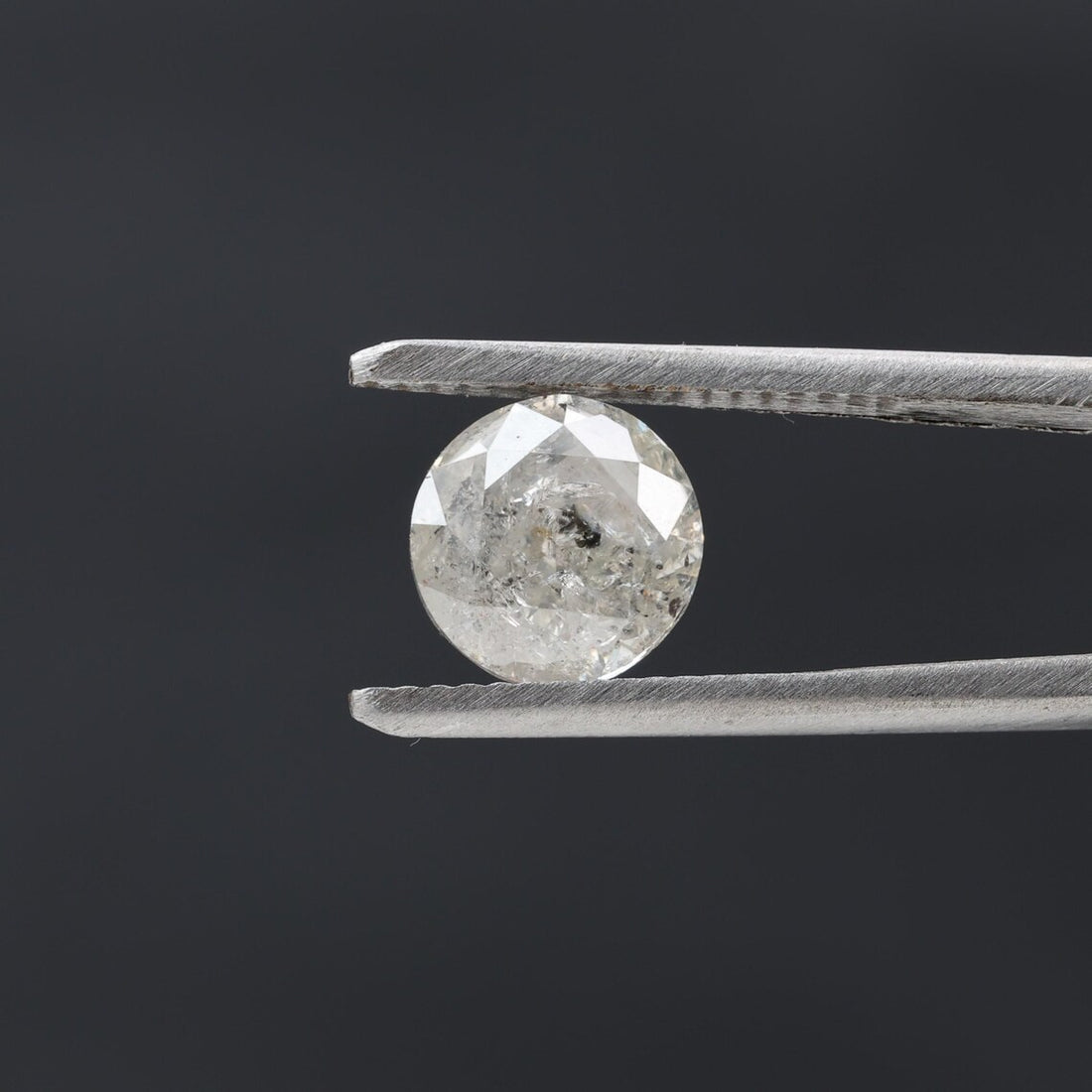 2.25 Carat Salt and Pepper Diamond, Natural Gray Round Loose Diamonds for Minimalist Engagement Ring