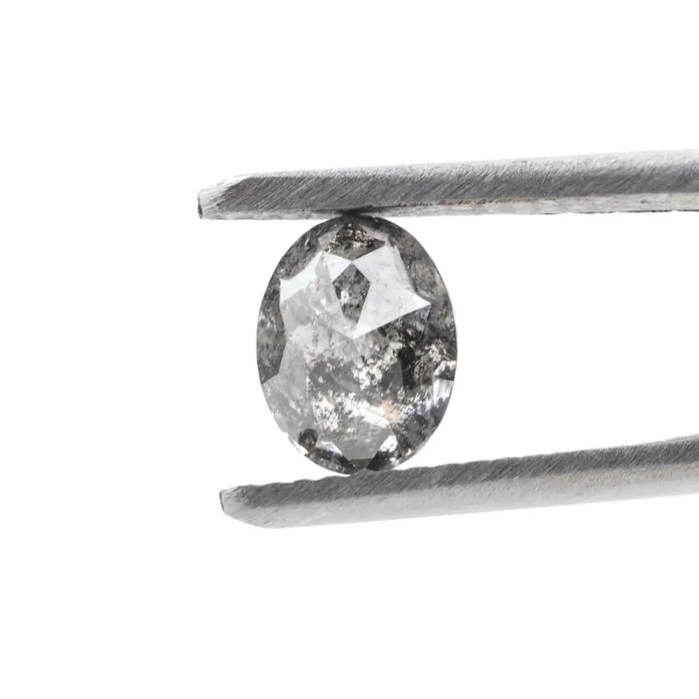 1.28 Ct Salt and Pepper Diamond, Natural Gray Smokey Oval Loose Diamonds for Minimalist Engagement Ring