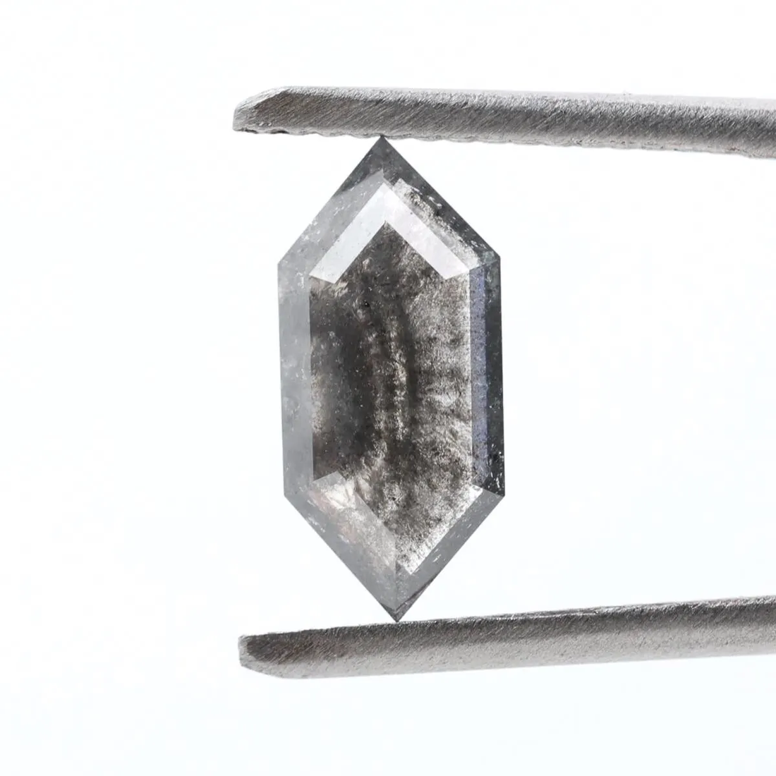 1.17 Ct Salt and Pepper Diamond, Natural Gray Color Hexagon Cut Loose Diamonds for Engagement Ring