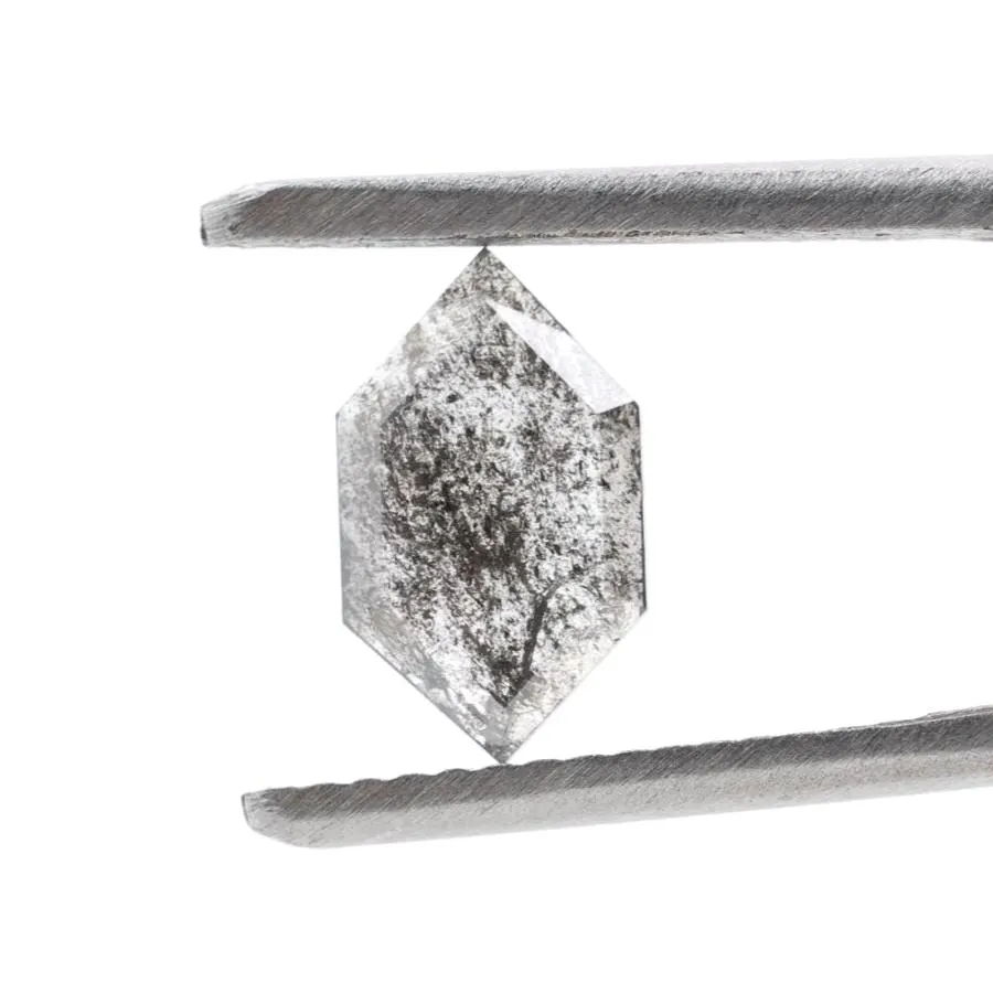 0.72 Ct Salt and Pepper Diamond, Natural Gray Smokey Hexagon Cut Loose Diamonds for Wedding Ring