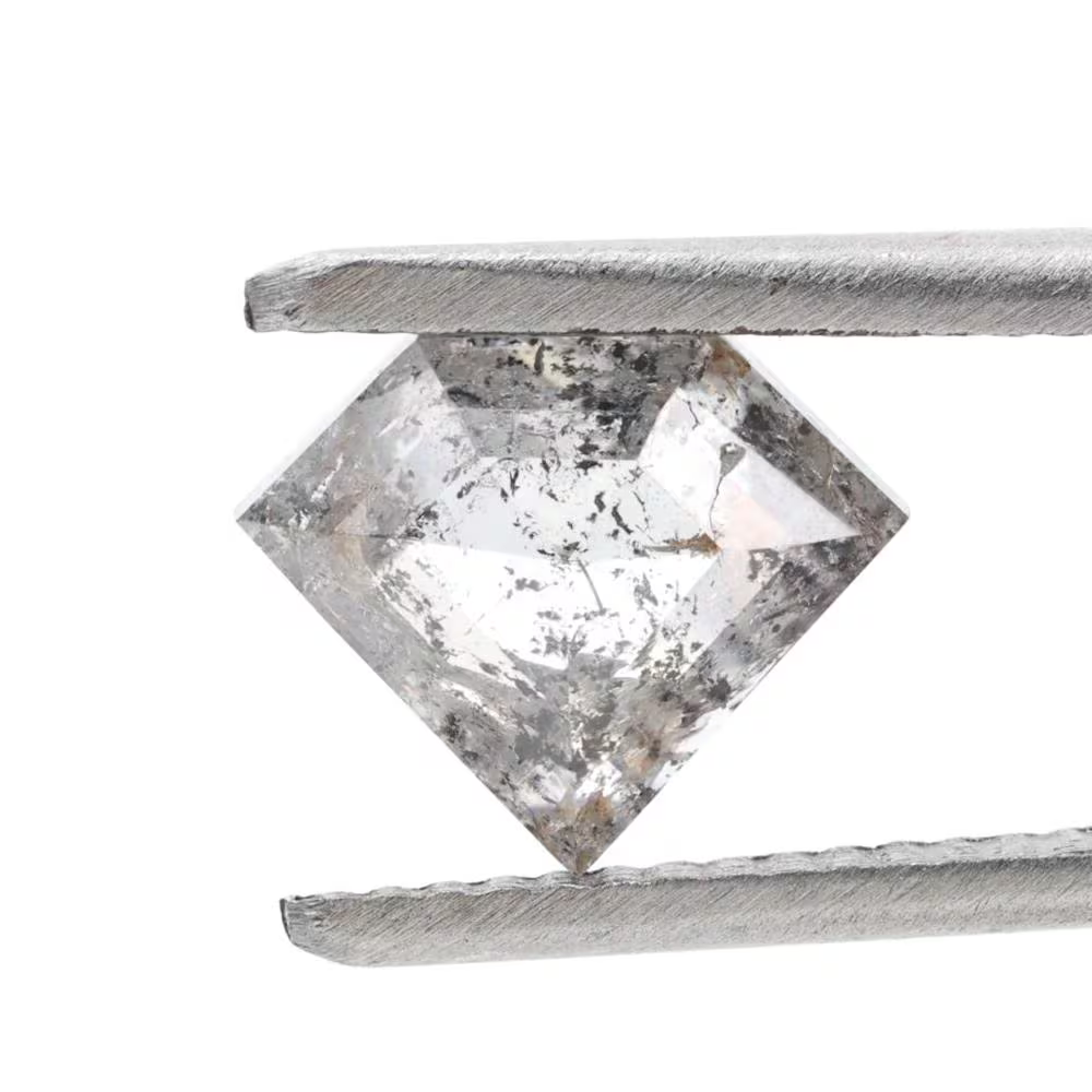 1.99 Ct Salt and Pepper Geomteric Diamond, Natural Gray Color Loose Diamonds for Wedding Ring