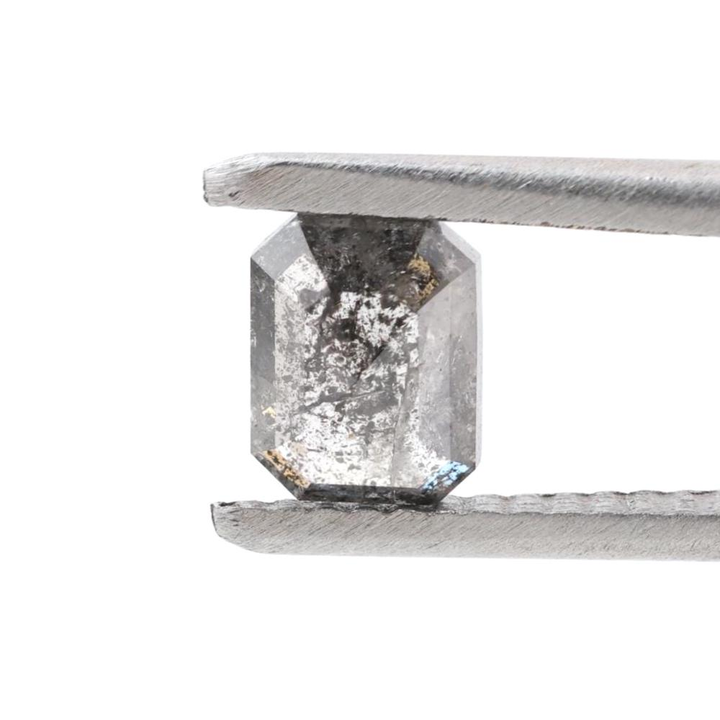0.68 Ct Salt and Pepper Diamond, Natural Gray Color Emerald Loose Diamond for Engagement Ring
