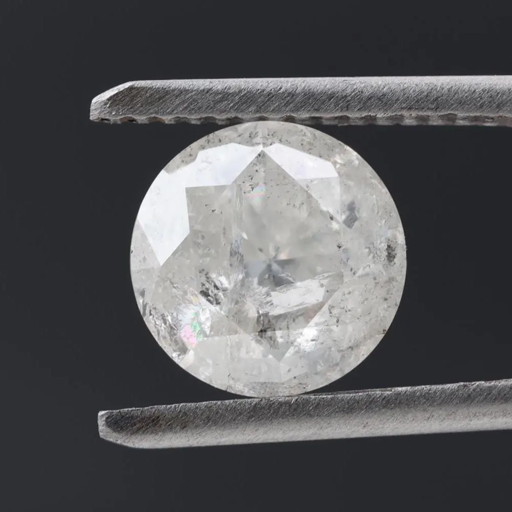 2.20 Carat Salt and Pepper Diamond, Natural Gray Round Loose Diamonds for Engagement Ring