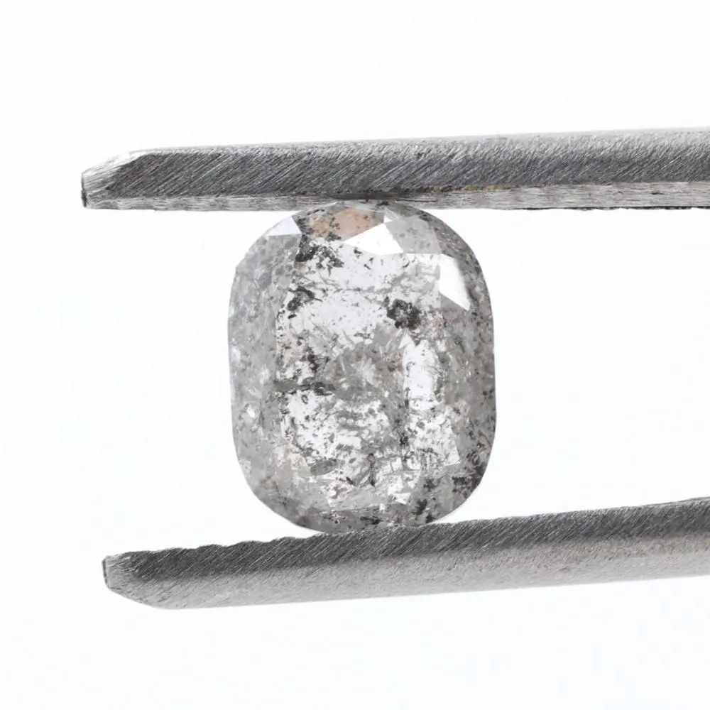 1.34 Ct Salt and Pepper Diamond, Natural Gray Smokey Oval Loose Diamonds for Minimalist Engagement Ring