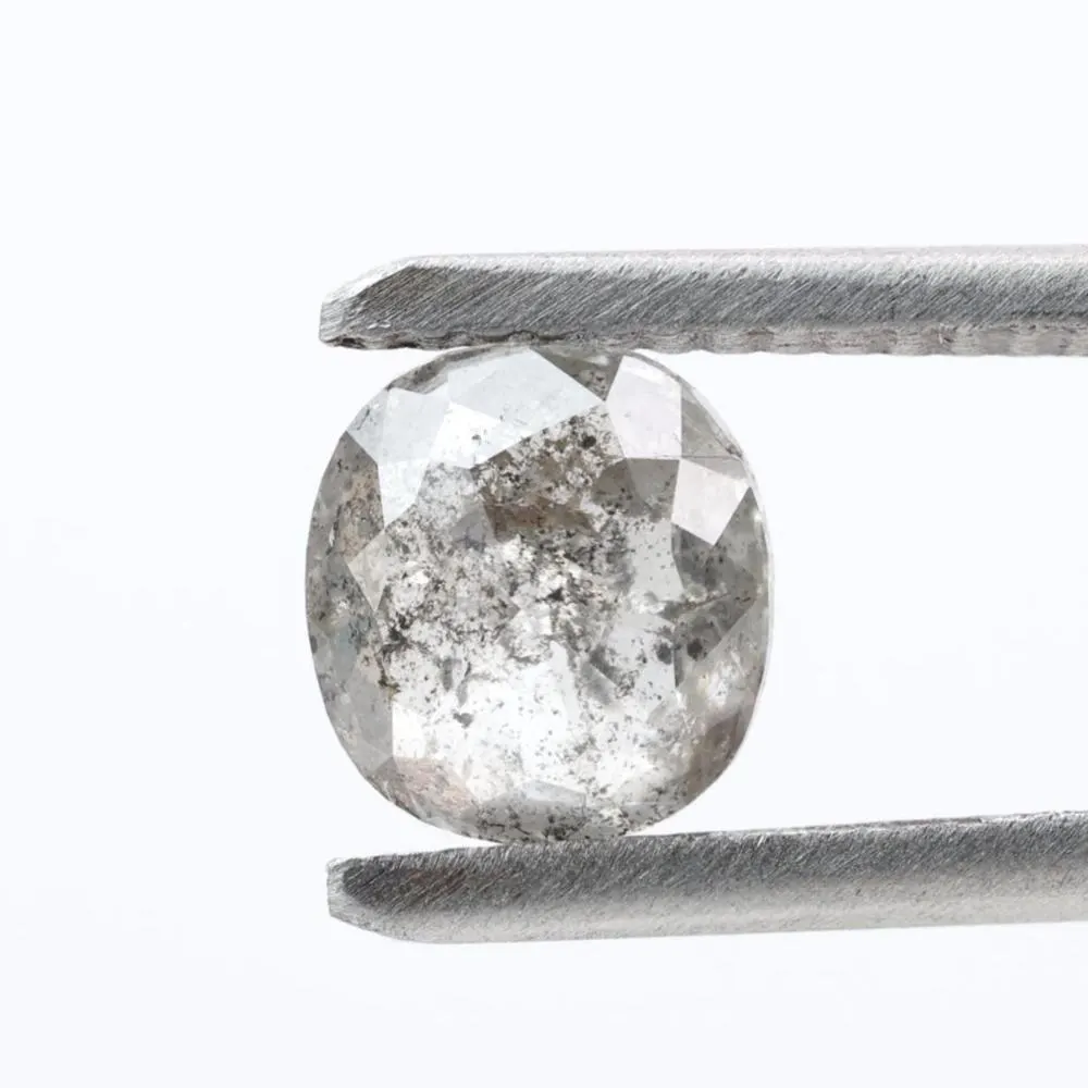 1.30 Ct Salt and Pepper Diamond, Natural Gray Oval Loose Diamonds for Minimalist Engagement Ring