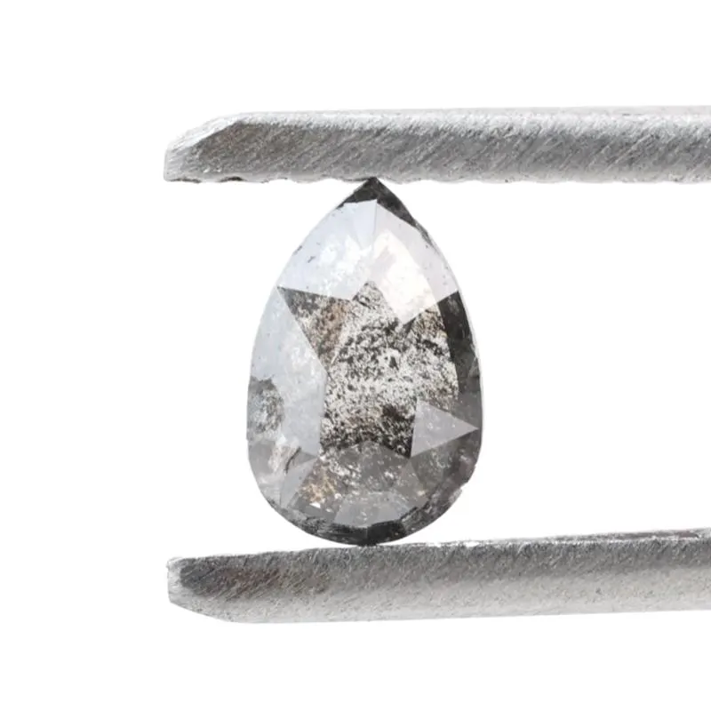 0.39 Ct Salt and Pepper Diamond, Natural Gray Color Pear Cut Loose Diamonds for Engagement Ring
