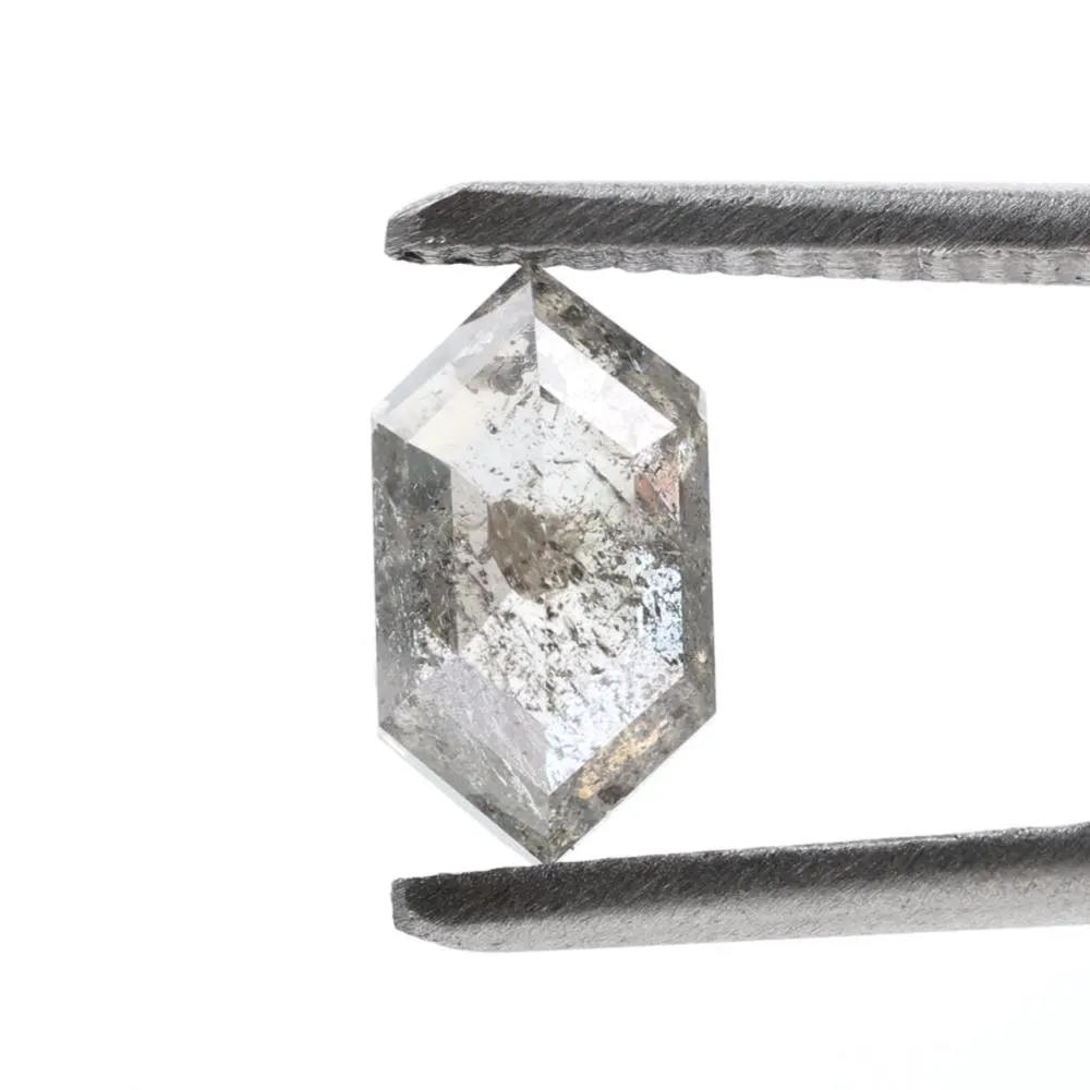 1.66 Ct Salt and Pepper Diamond, Natural Gray Color Hexagon Cut Loose Diamonds for Engagement Ring