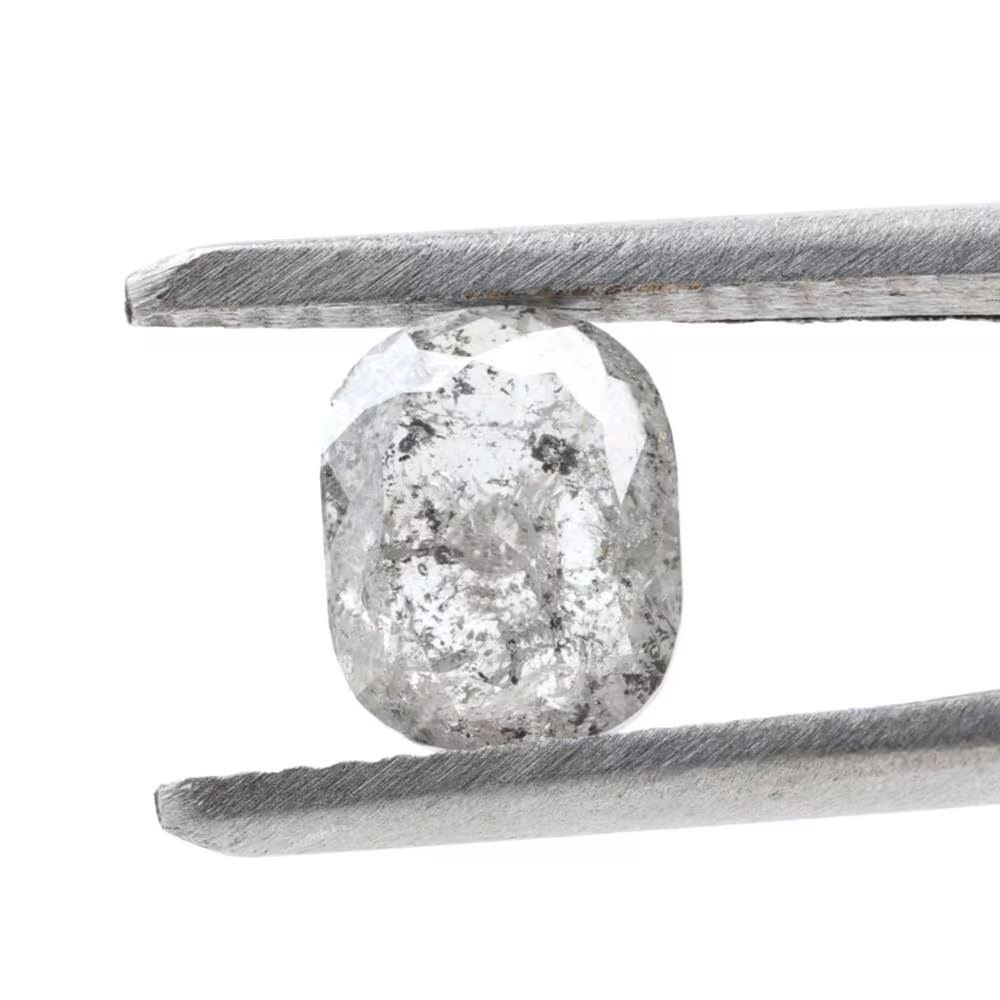 1.34 Ct Salt and Pepper Diamond, Natural Gray Smokey Oval Loose Diamonds for Minimalist Engagement Ring