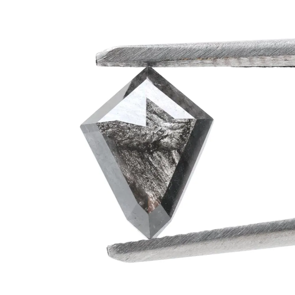 2.18 Ct Salt and Pepper Diamond, Natural Gray Smokey Kite Loose Diamonds for Engagement Ring