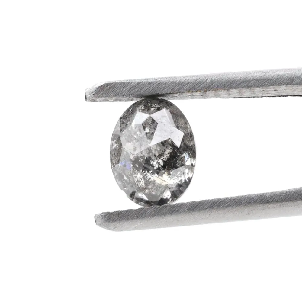 1.28 Ct Salt and Pepper Diamond, Natural Gray Smokey Oval Loose Diamonds for Minimalist Engagement Ring