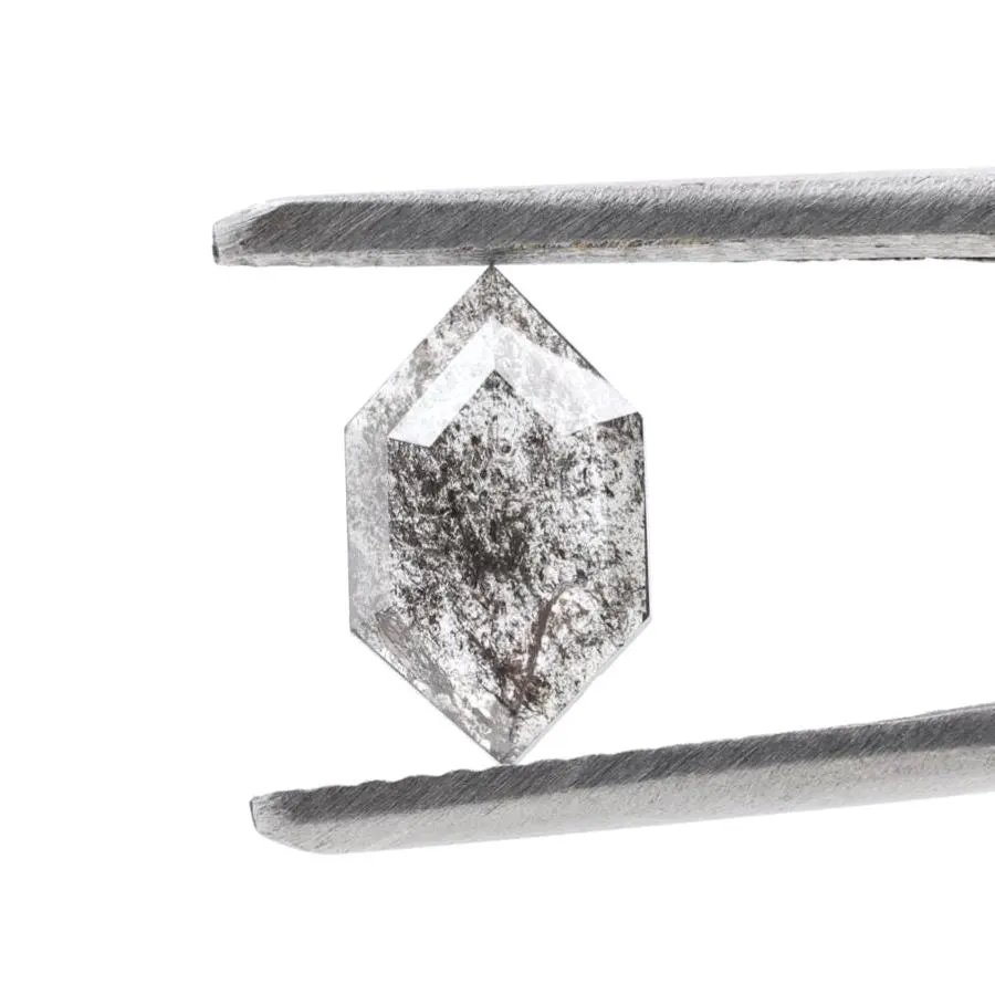 0.72 Ct Salt and Pepper Diamond, Natural Gray Smokey Hexagon Cut Loose Diamonds for Wedding Ring