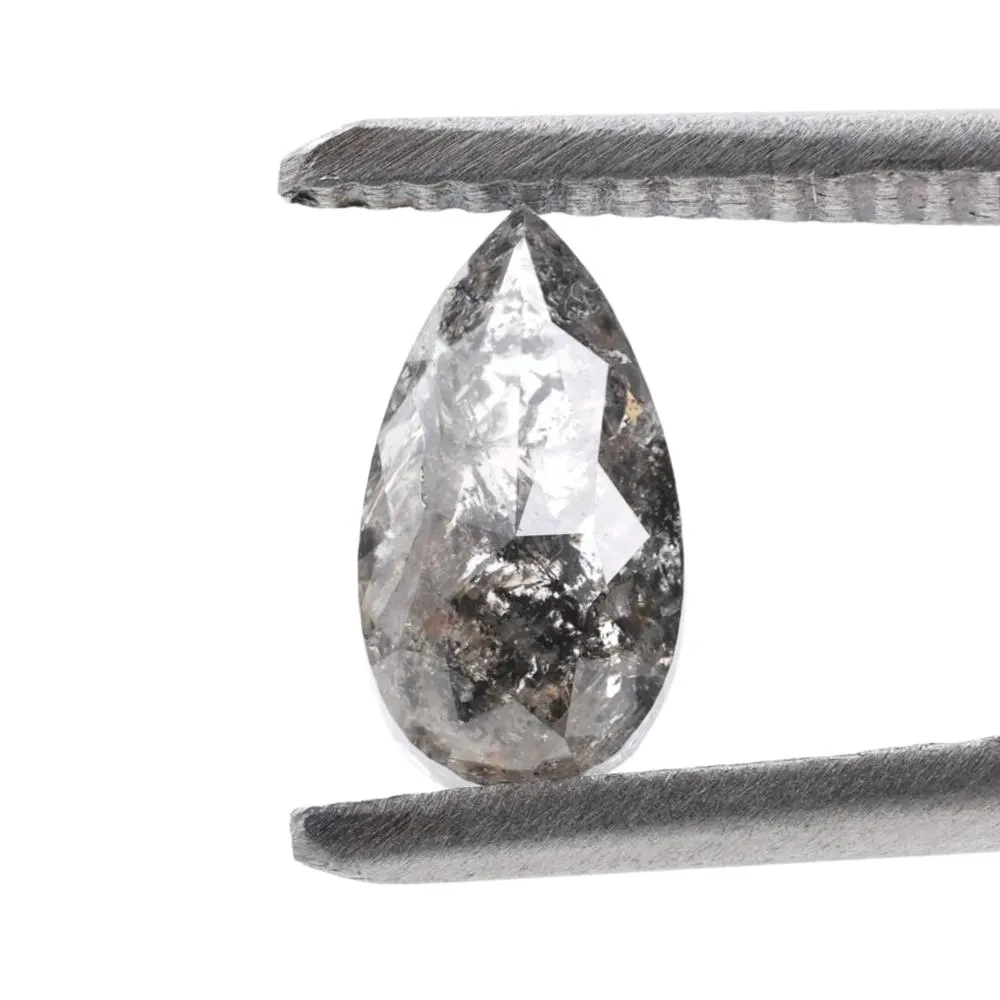 1.25 Ct Salt and Pepper Diamond, Natural Smokey Gray Color Pear Cut Loose Diamonds for Engagement Ring