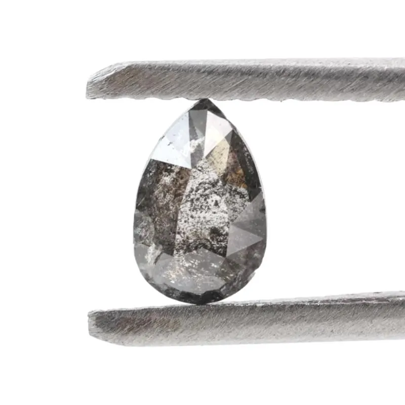 0.39 Ct Salt and Pepper Diamond, Natural Gray Color Pear Cut Loose Diamonds for Engagement Ring