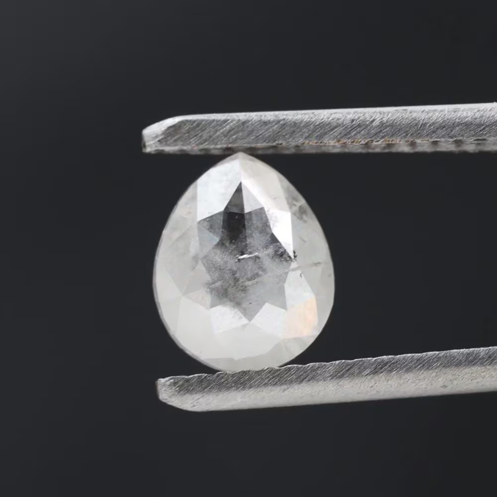 0.96 Ct Salt and Pepper Diamond, Natural Gray Color Pear Cut Loose Diamonds for Engagement Ring