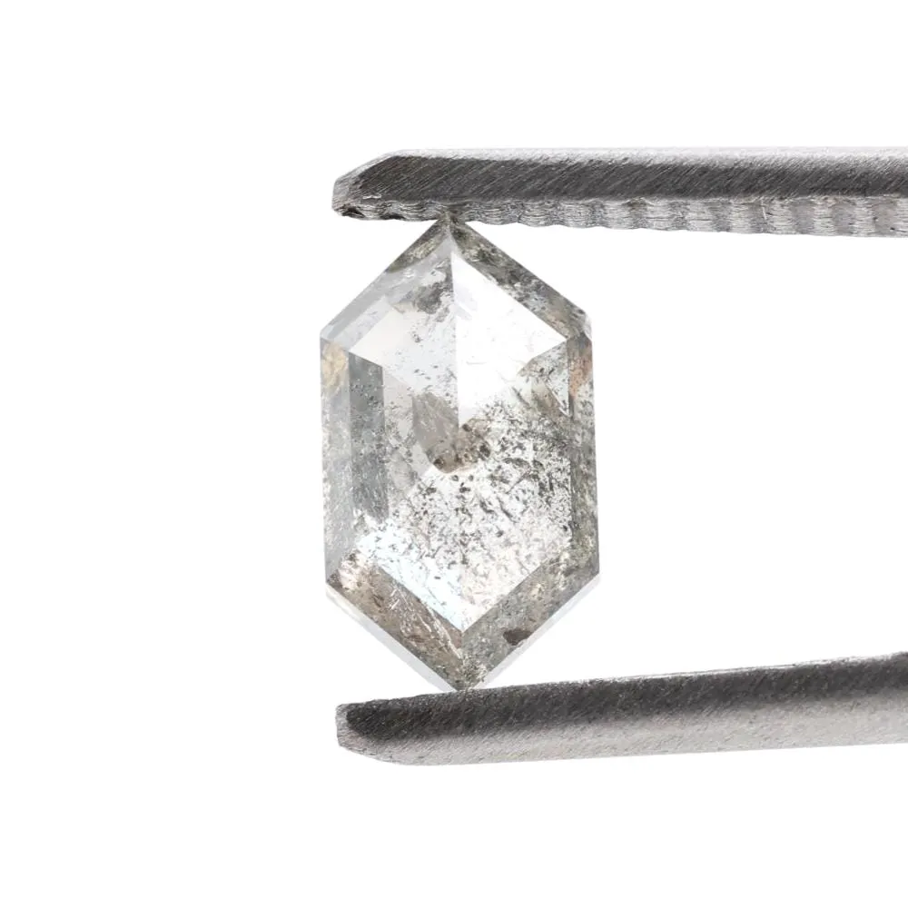 1.66 Ct Salt and Pepper Diamond, Natural Gray Color Hexagon Cut Loose Diamonds for Engagement Ring