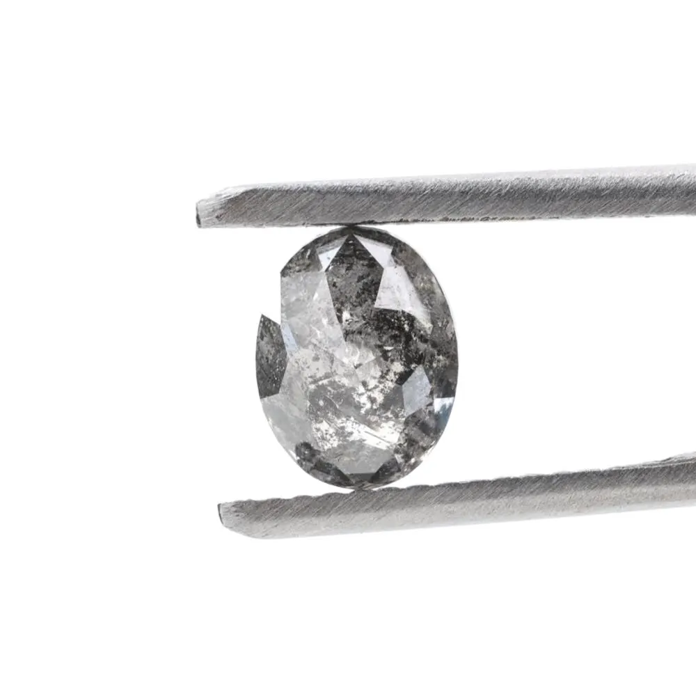1.28 Ct Salt and Pepper Diamond, Natural Gray Smokey Oval Loose Diamonds for Minimalist Engagement Ring