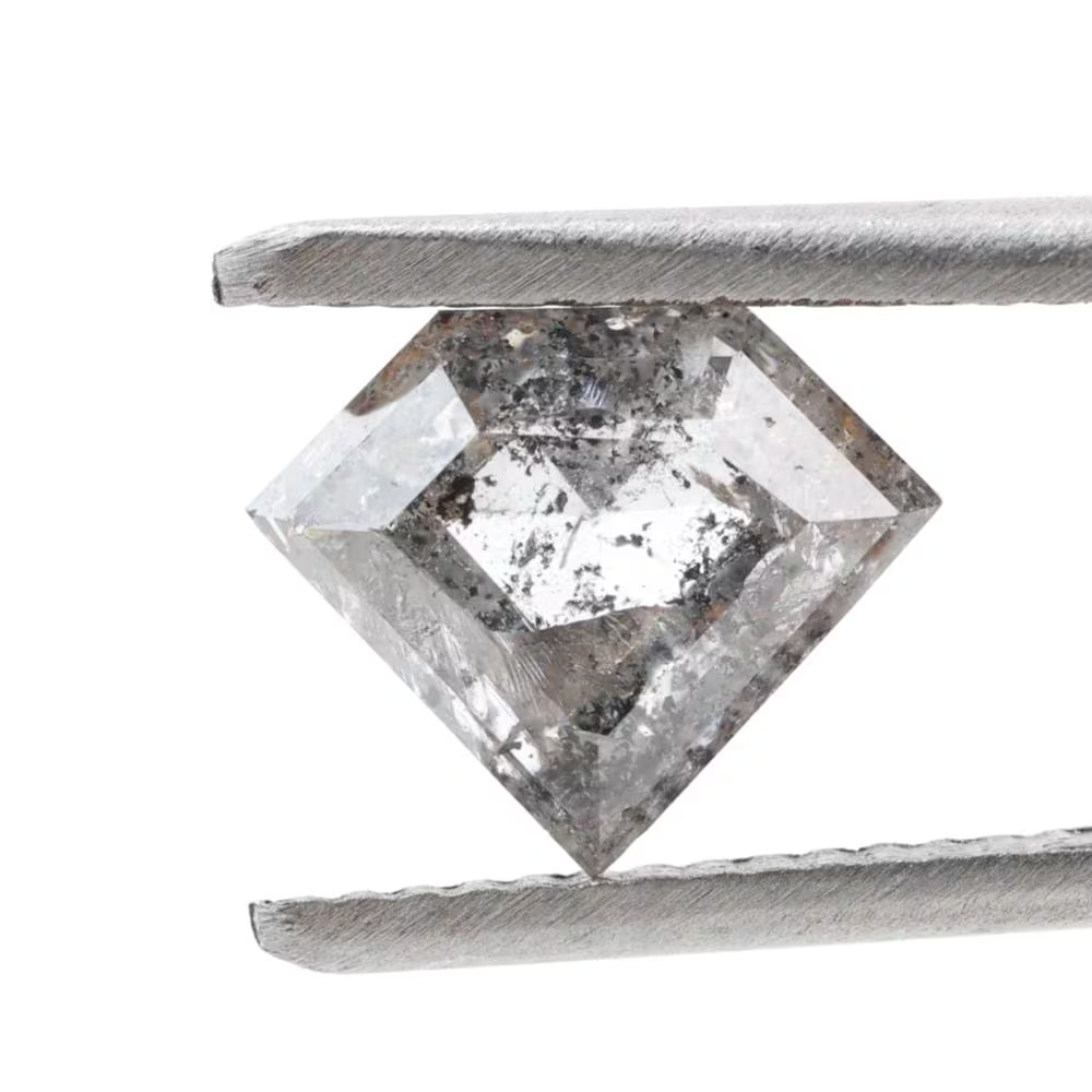 1.99 Ct Salt and Pepper Geomteric Diamond, Natural Gray Color Loose Diamonds for Wedding Ring