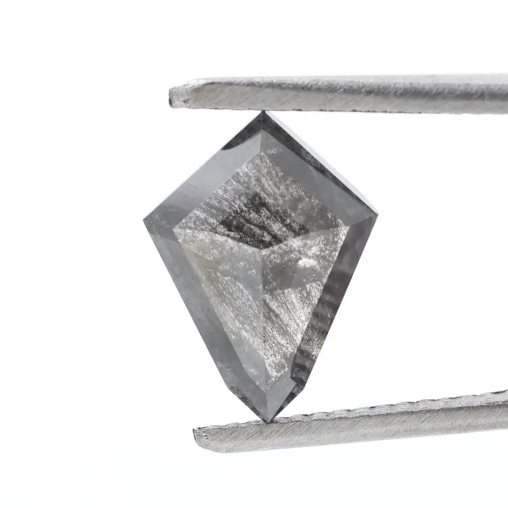 2.18 Ct Salt and Pepper Diamond, Natural Gray Smokey Kite Loose Diamonds for Engagement Ring