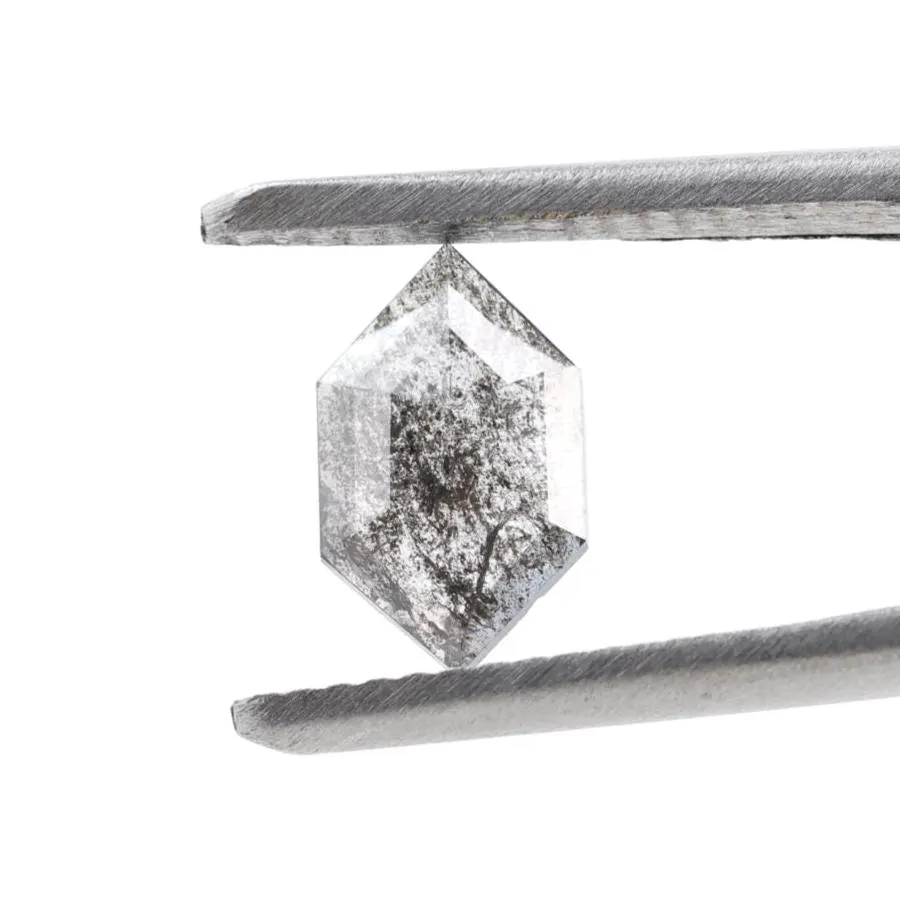 0.72 Ct Salt and Pepper Diamond, Natural Gray Smokey Hexagon Cut Loose Diamonds for Wedding Ring