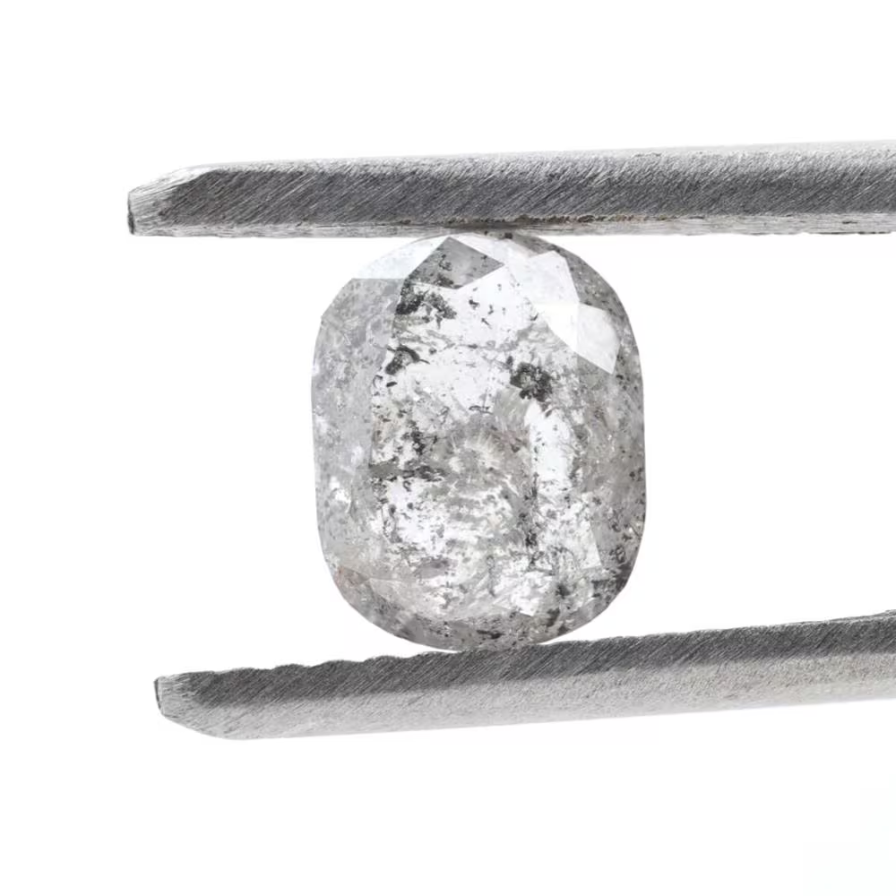 1.34 Ct Salt and Pepper Diamond, Natural Gray Smokey Oval Loose Diamonds for Minimalist Engagement Ring