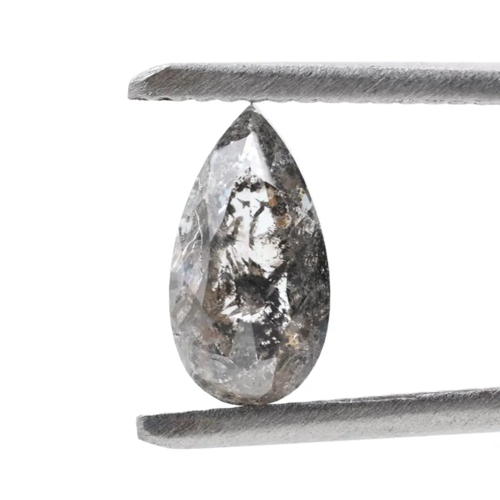 1.25 Ct Salt and Pepper Diamond, Natural Smokey Gray Color Pear Cut Loose Diamonds for Engagement Ring
