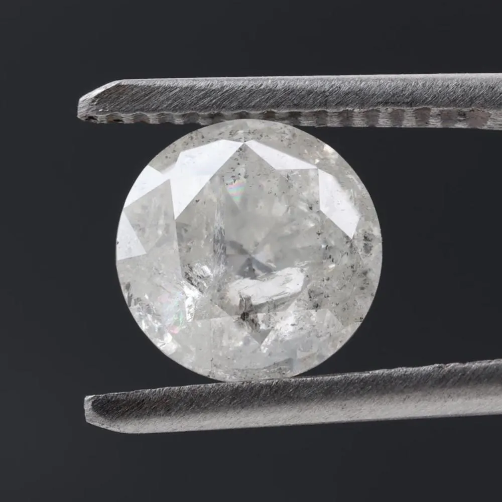 2.20 Carat Salt and Pepper Diamond, Natural Gray Round Loose Diamonds for Engagement Ring