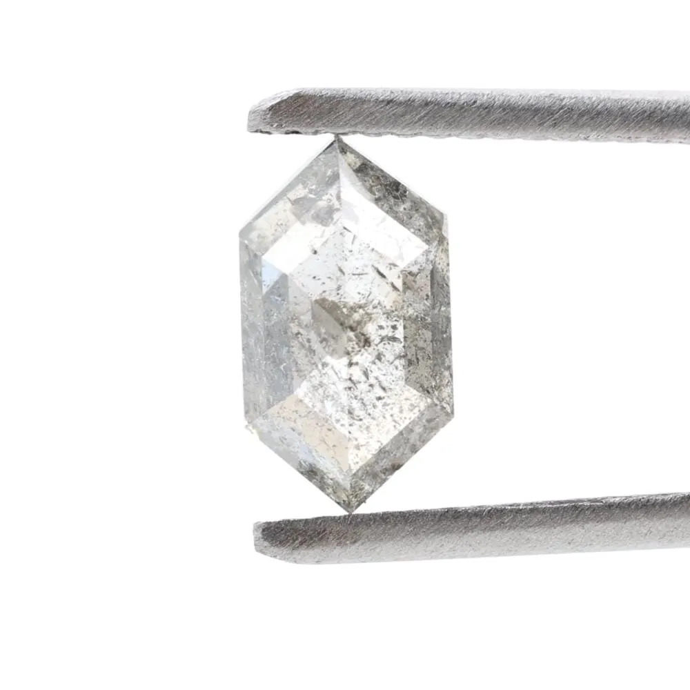 1.66 Ct Salt and Pepper Diamond, Natural Gray Color Hexagon Cut Loose Diamonds for Engagement Ring