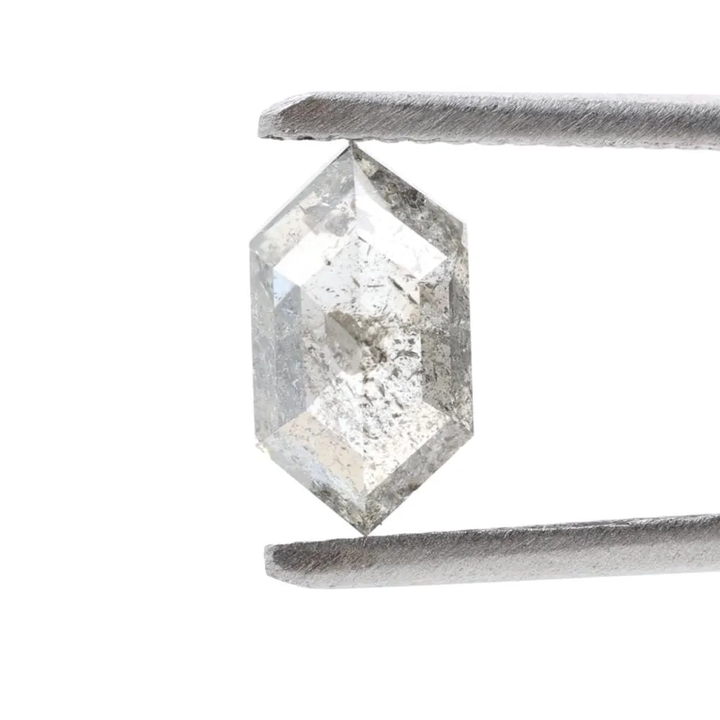 1.66 Ct Salt and Pepper Diamond, Natural Gray Color Hexagon Cut Loose Diamonds for Engagement Ring