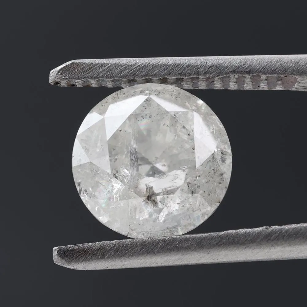 2.20 Carat Salt and Pepper Diamond, Natural Gray Round Loose Diamonds for Engagement Ring