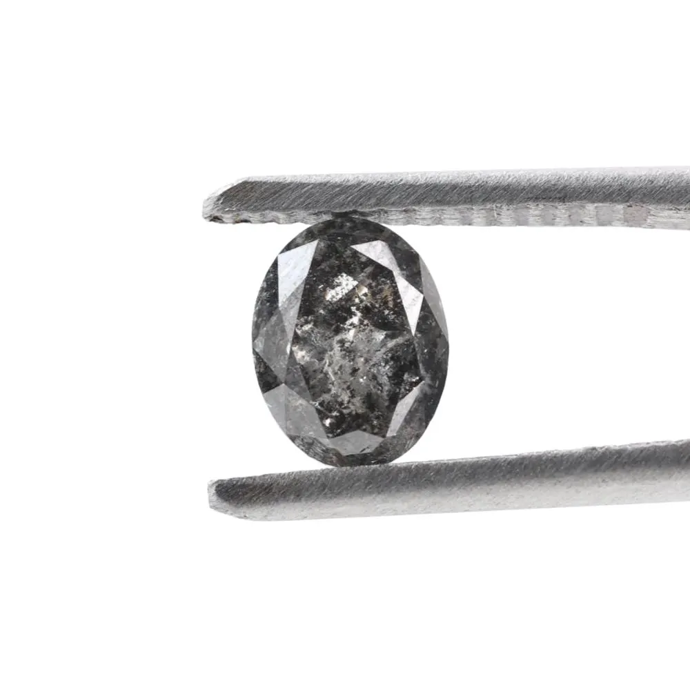 1.28 Ct Salt and Pepper Diamond, Natural Gray Smokey Oval Loose Diamonds for Minimalist Engagement Ring