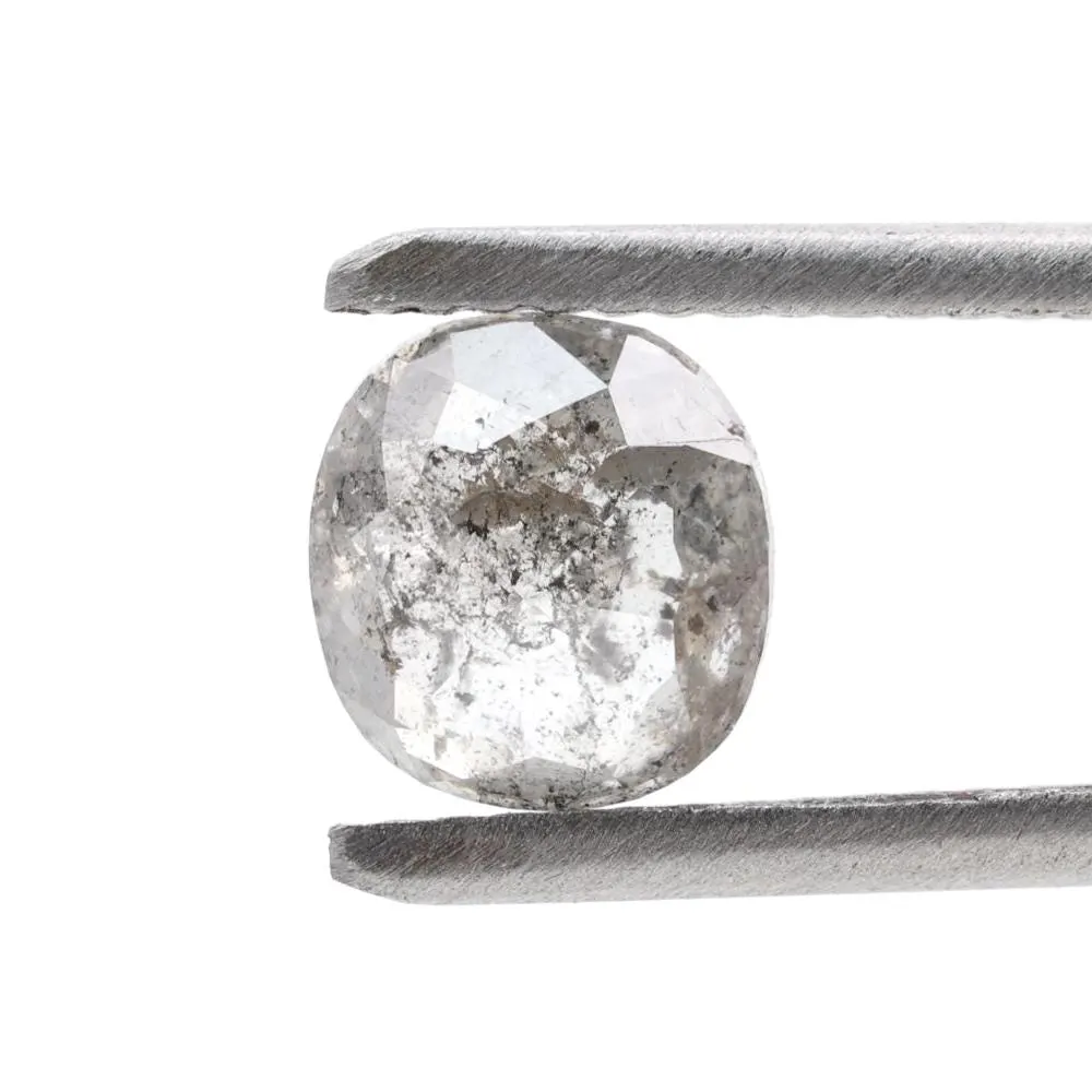 1.30 Ct Salt and Pepper Diamond, Natural Gray Oval Loose Diamonds for Minimalist Engagement Ring