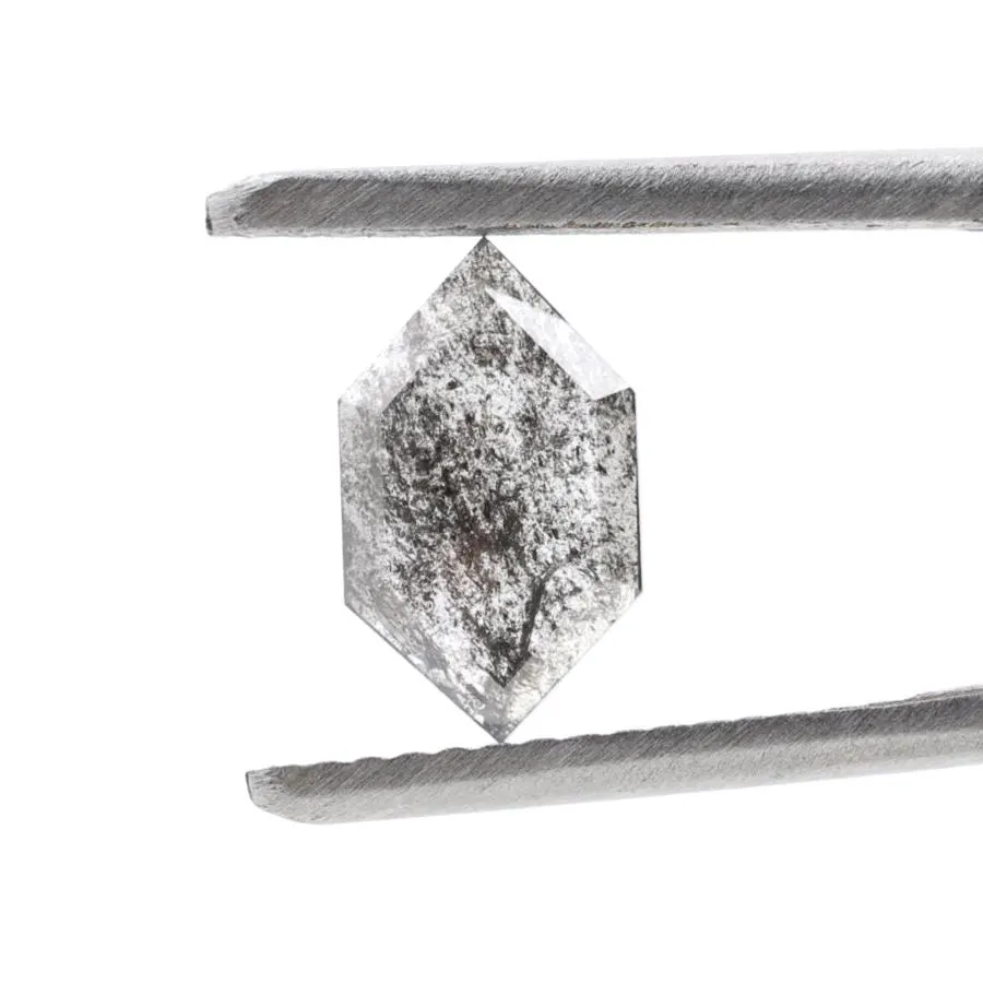 0.72 Ct Salt and Pepper Diamond, Natural Gray Smokey Hexagon Cut Loose Diamonds for Wedding Ring