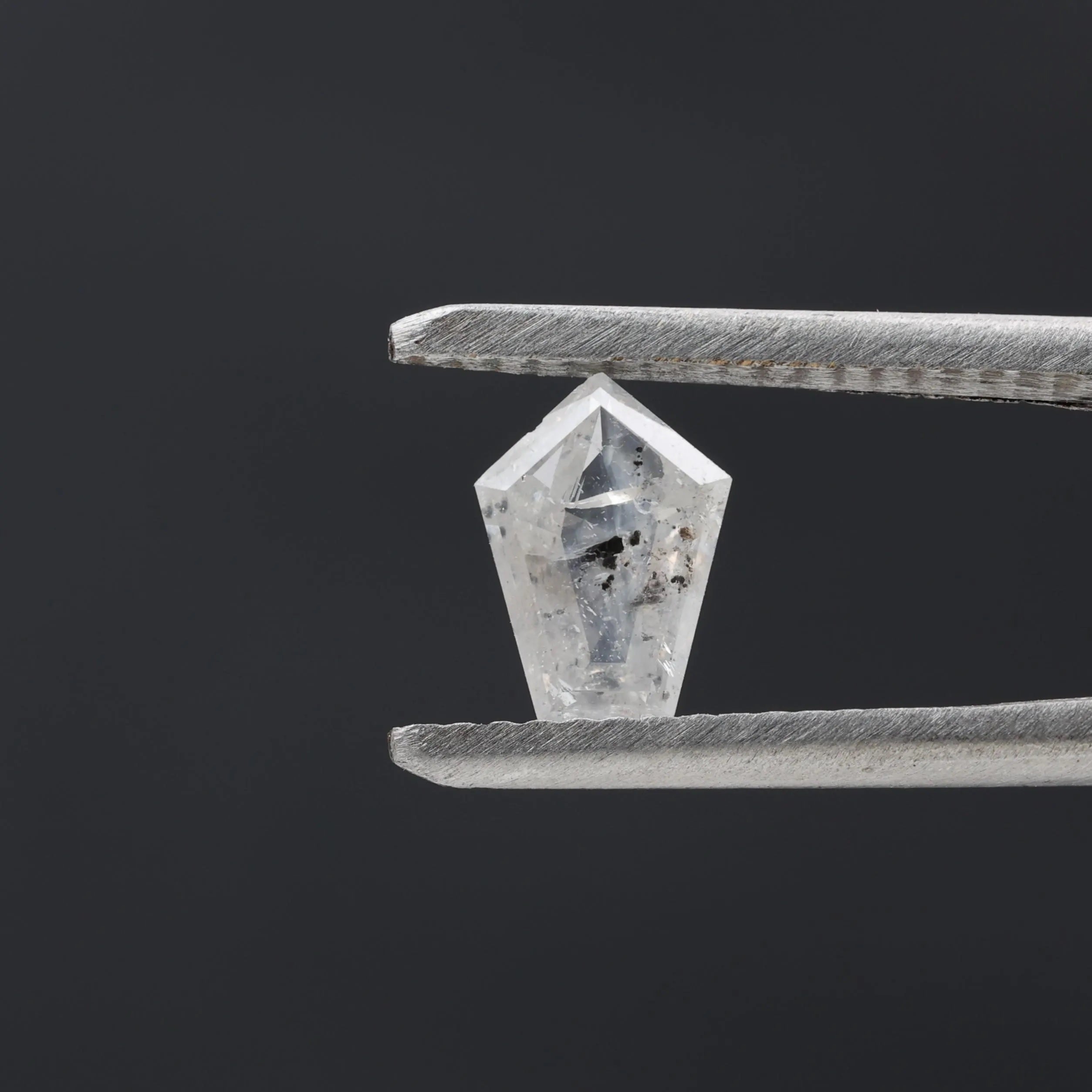 0.55 Carat Salt and Pepper Diamond, Natural Gray Shield Loose Diamonds for Minimalist Engagement Ring