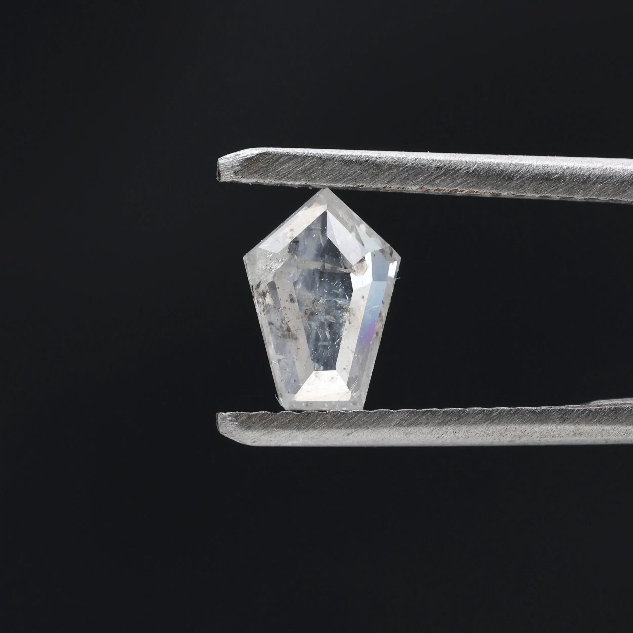 0.55 Carat Salt and Pepper Diamond, Natural Gray Shield Loose Diamonds for Minimalist Engagement Ring