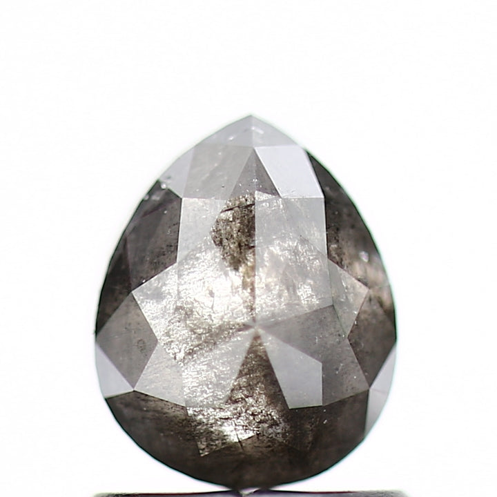 Salt and Pepper Diamond, 0.87 Ct Natural Gray Color Pear Cut Loose Diamond for Engagement Ring Jewelry
