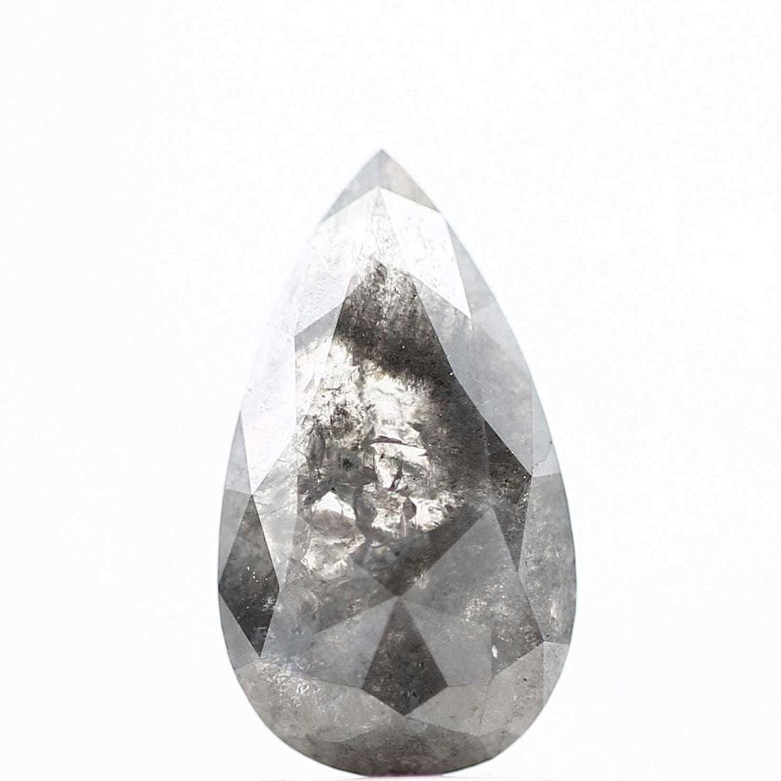 Salt and Pepper Diamond, 1.75 Ct Natural Gray Color Pear Cut Loose Diamond for Engagement Ring Jewelry