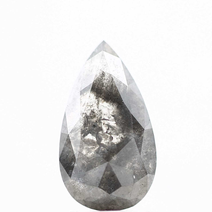 Salt and Pepper Diamond, 1.75 Ct Natural Gray Color Pear Cut Loose Diamond for Engagement Ring Jewelry