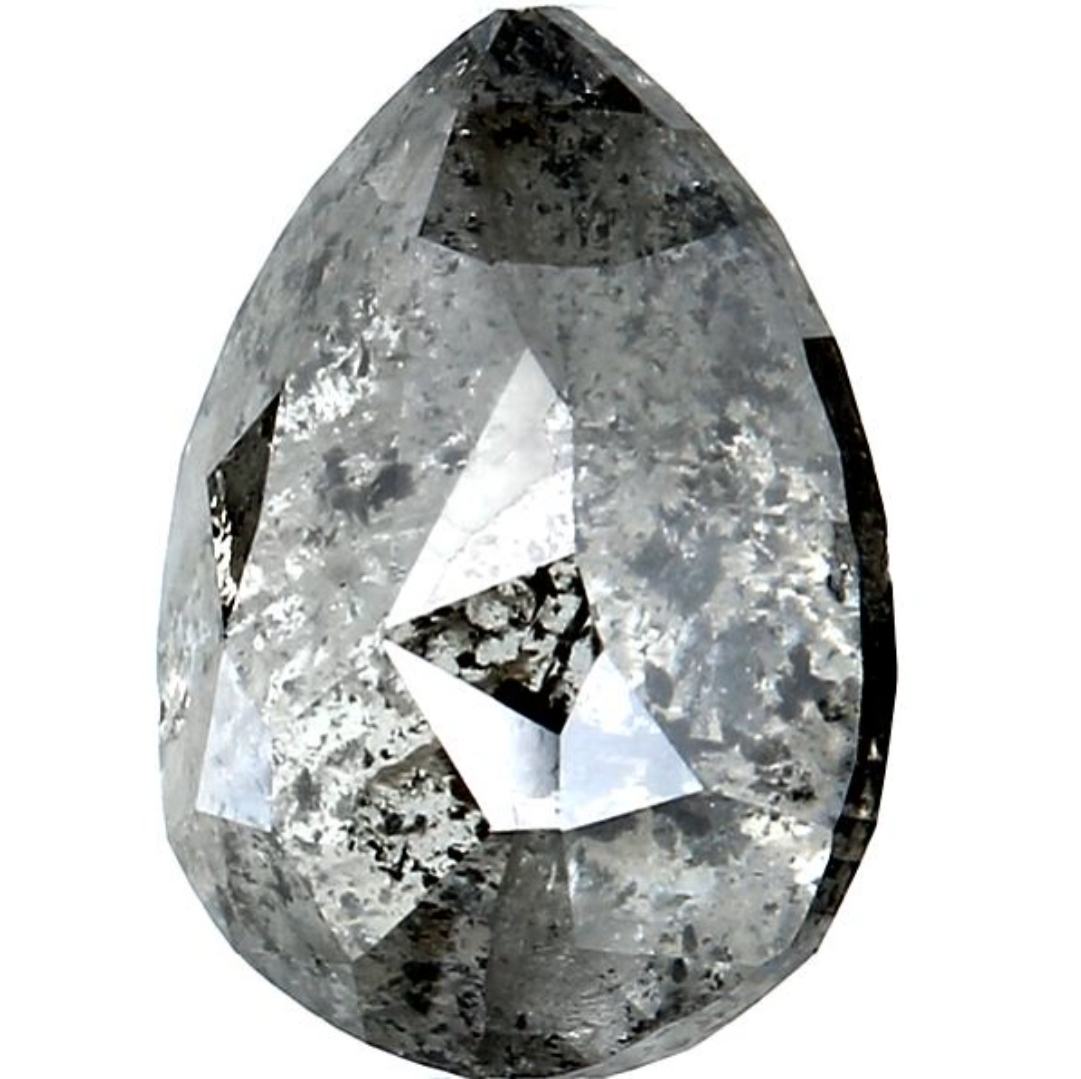 Salt and Pepper Diamond, 2.92 Ct Natural Gray Color Pear Cut Loose Diamonds for Engagement Ring