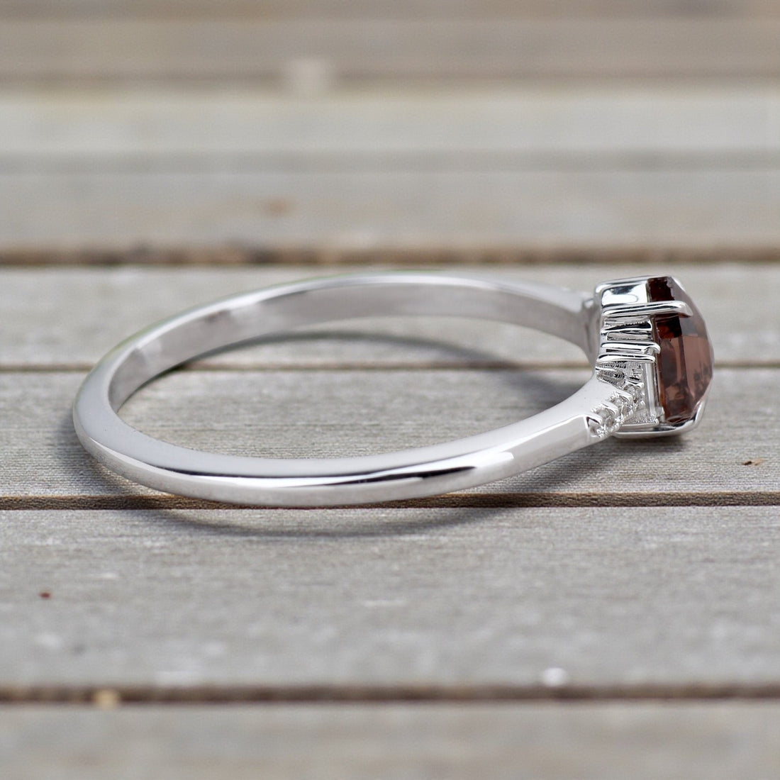 Salt and Pepper Diamond Ring, 14K Gold Engagement Ring, Natural Brown Hexagon Diamond Ring, Gift for Her