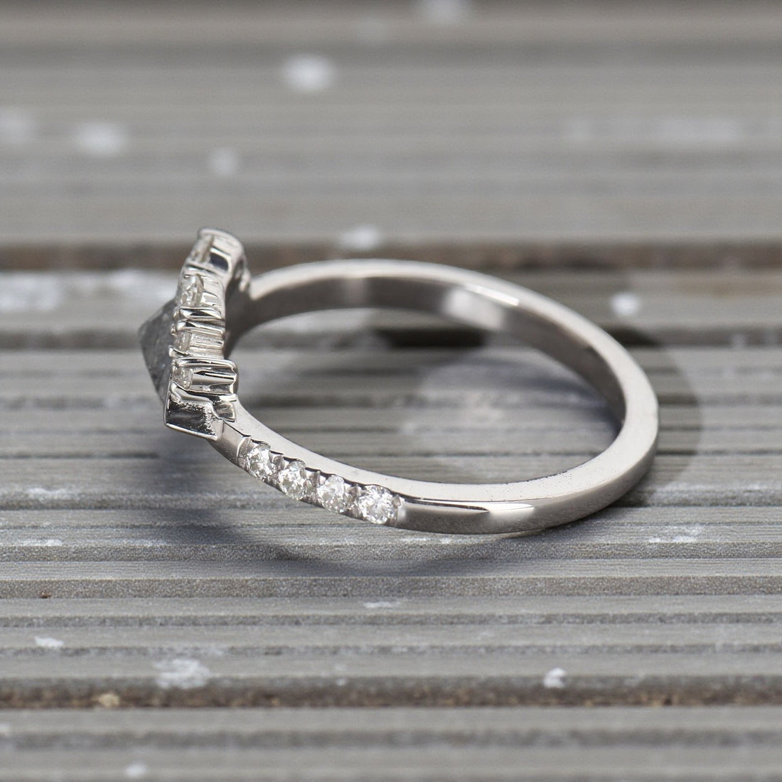 Salt and Pepper Diamond Ring, 14K Gold Engagement Ring, Natural Kite Gray Diamond Ring, Gift for Her