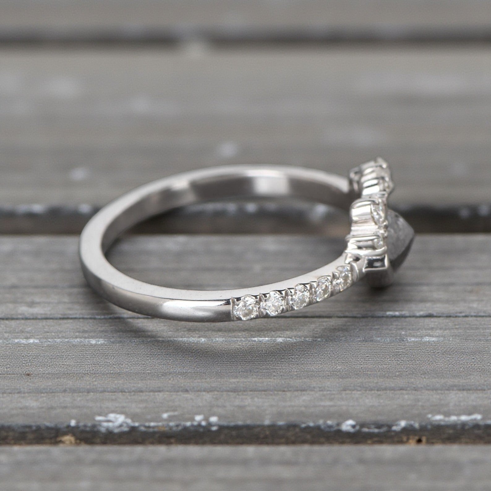 Salt and Pepper Diamond Ring, 14K Gold Engagement Ring, Natural Kite Gray Diamond Ring, Gift for Her