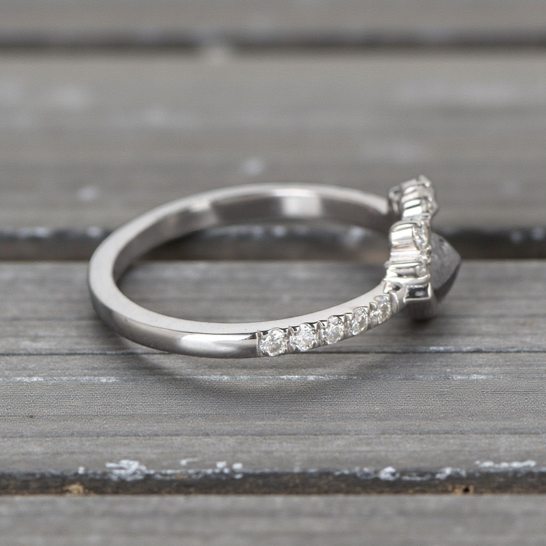 Salt and Pepper Diamond Ring, 14K Gold Engagement Ring, Natural Kite Gray Diamond Ring, Gift for Her